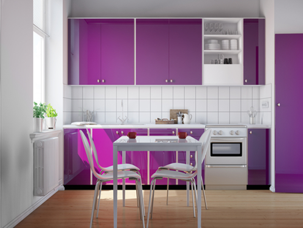 Purple Haze modular kitchen design by Homzelite.