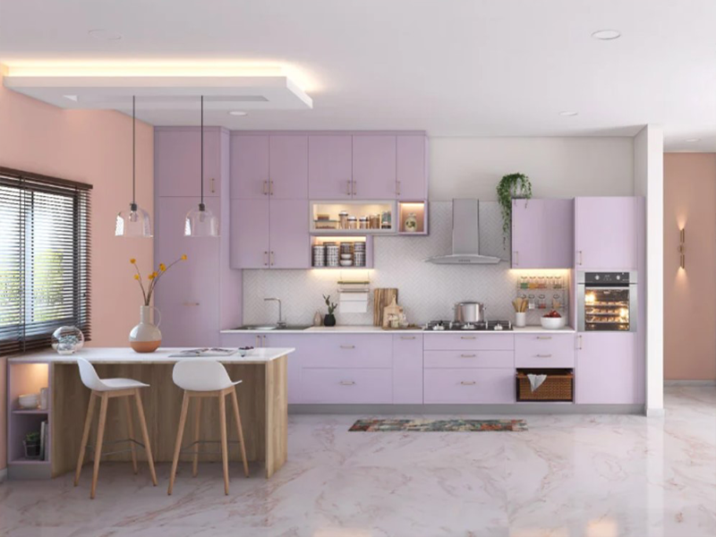 Contemporary straight modular kitchen from Homzelite.